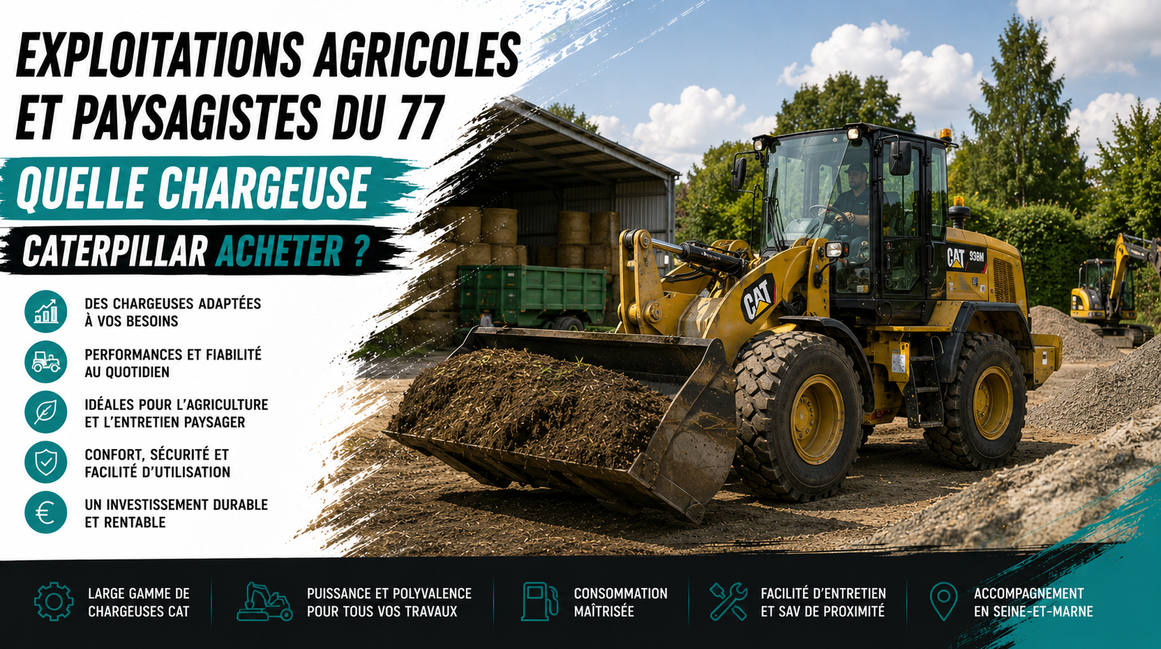 You are currently viewing Exploitations agricoles et paysagistes du 77 : quelle chargeuse Caterpillar acheter pour un usage polyvalent ?