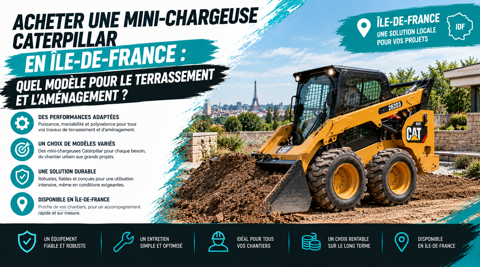Acheter une mini-chargeuse Caterpillar en Île-de-France : quel modèle pour le terrassement et l&rsquo;aménagement ?